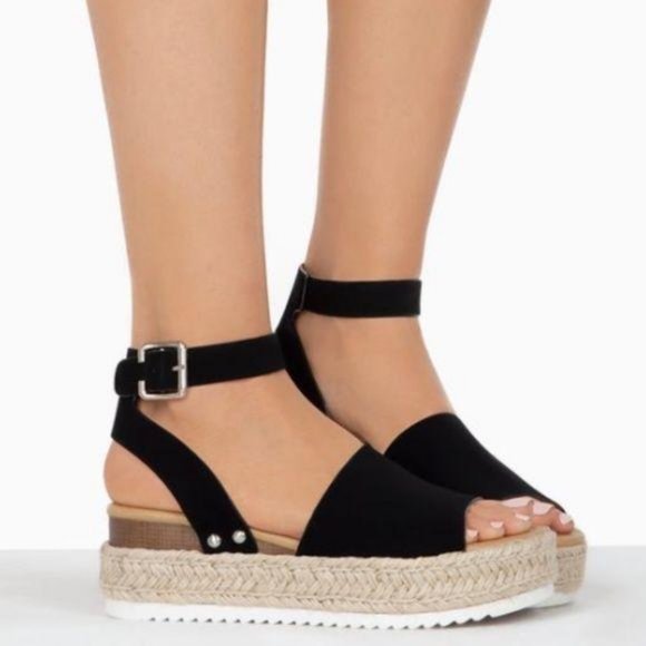 Espadrille Sandals with Ankle Strap in Black - Picture 4 of 5